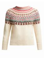 Matchesfashion.com Weekend Max Mara - Fair Isle Patterned Cotton Sweater - Womens - Cream Multi