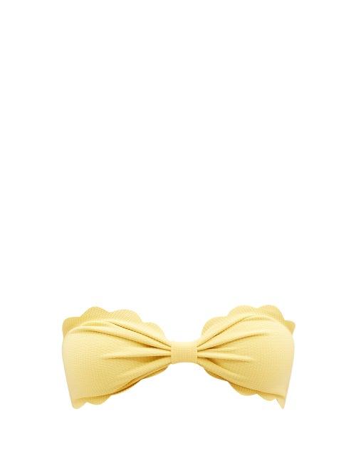 Marysia - Antibes Scalloped-edge Bandeau Bikini Top - Womens - Yellow