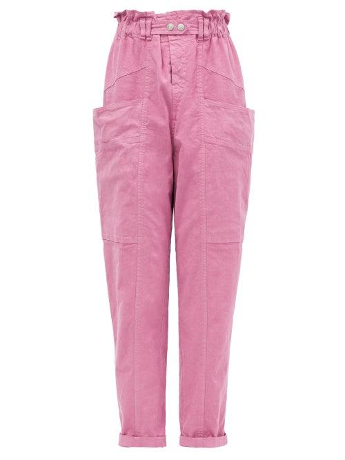 Matchesfashion.com Isabel Marant - Enucie Paperbag-waist Ripstop Trousers - Womens - Pink