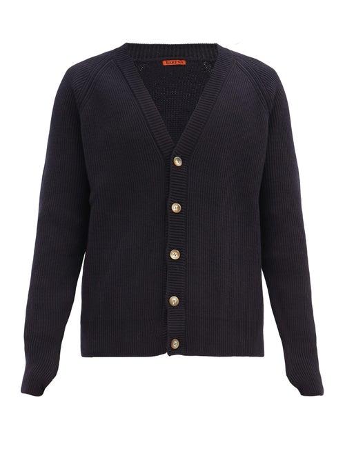 Matchesfashion.com Barena Venezia - Paleulo Ribbed Virgin-wool Cardigan - Mens - Navy