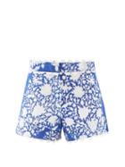 Matchesfashion.com Juliet Dunn - High-rise Floral-print Cotton Shorts - Womens - Blue White
