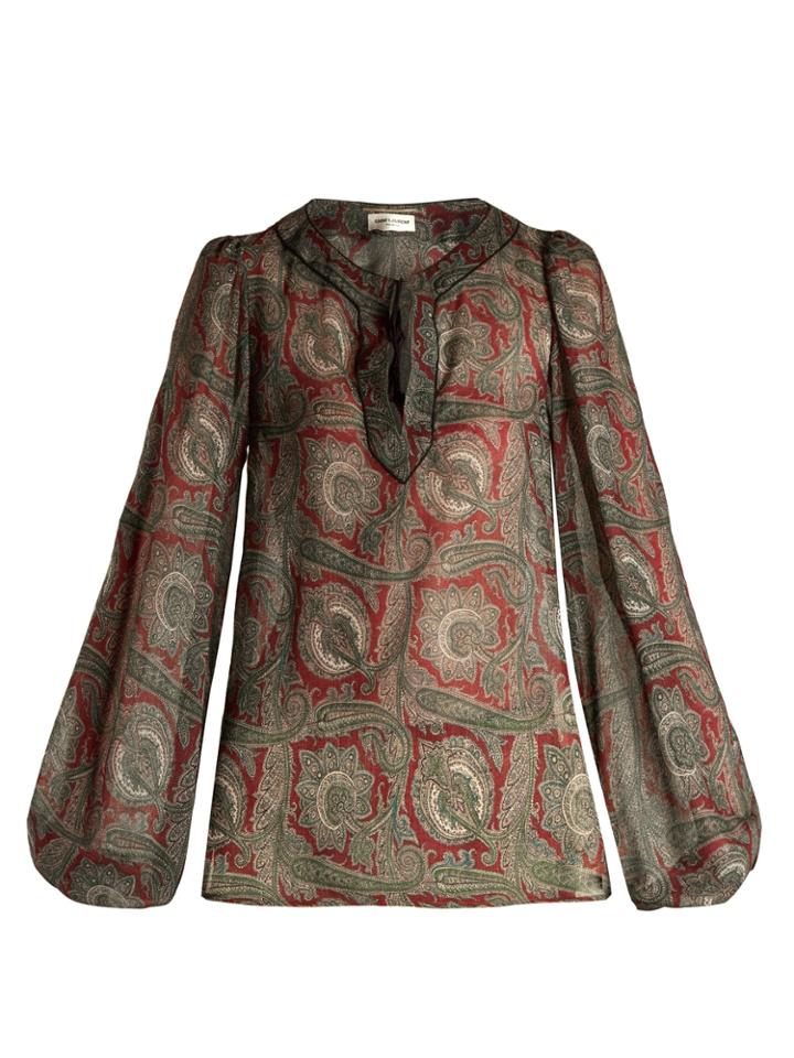 Saint Laurent Paisley-print Crepe Blouse