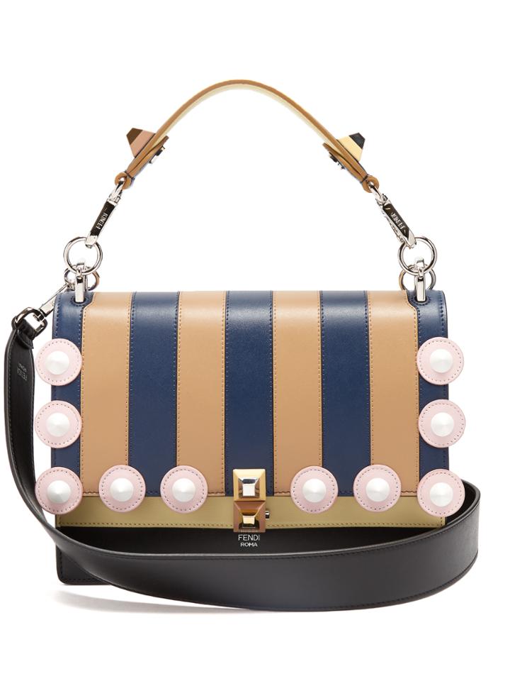 Fendi Kan I Striped-leather Shoulder Bag