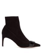 Matchesfashion.com Sophia Webster - Andie Bow Trim Suede Boots - Womens - Black