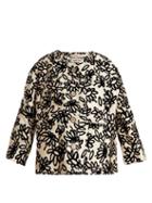 Matchesfashion.com Marni - Mikado Floral Print Faille Jacket - Womens - White Black