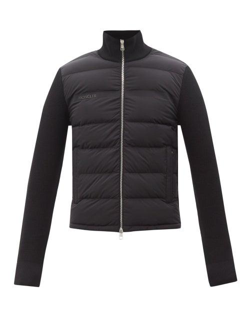 Moncler - Logo-embossed High-neck Down-filled Track Top - Mens - Black