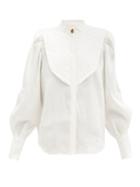 Matchesfashion.com Aje - Motorcyclette Quilted-bib Linen-blend Shirt - Womens - White