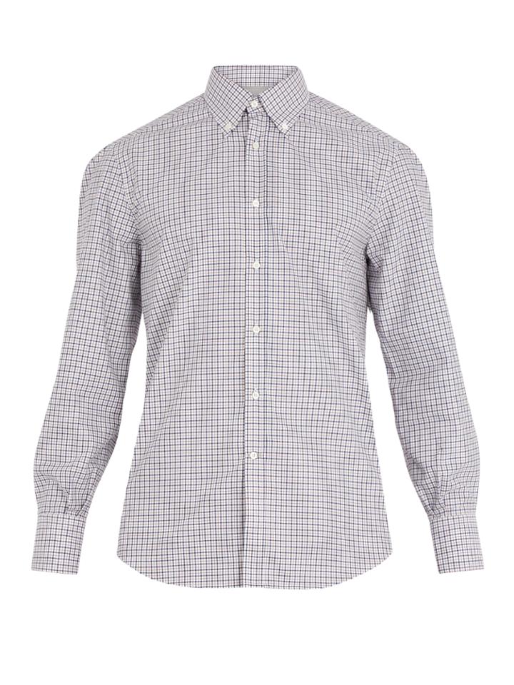 Brunello Cucinelli Regular-fit Single-cuff Checked Cotton Shirt
