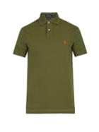Matchesfashion.com Polo Ralph Lauren - Logo Embroidered Piqu Cotton Polo Shirt - Mens - Green