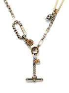 Alexander Mcqueen - Safety-pin & Skull-pendant Chain Necklace - Womens - Silver Gold