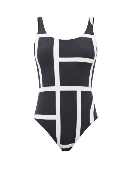 Matchesfashion.com Totme - Positano Monogram-print Swimsuit - Womens - Black Multi