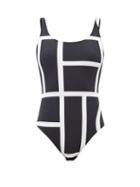 Matchesfashion.com Totme - Positano Monogram-print Swimsuit - Womens - Black Multi