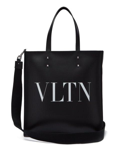 Matchesfashion.com Valentino - Vltn Print Leather Tote - Mens - Black