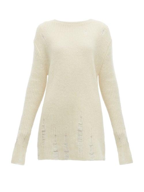 Matchesfashion.com Jil Sander - Laddered Wool Blend Sweater - Womens - Beige