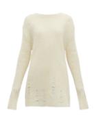 Matchesfashion.com Jil Sander - Laddered Wool Blend Sweater - Womens - Beige