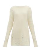 Matchesfashion.com Jil Sander - Laddered Wool Blend Sweater - Womens - Beige