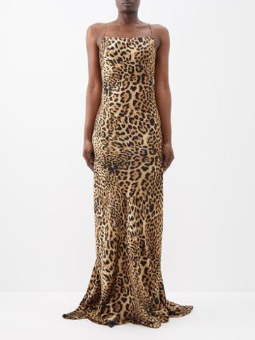 Nili Lotan - Elizabeth Leopard-print Silk-charmeuse Gown - Womens - Leopard