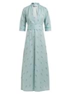 Luisa Beccaria Deep V-neck Printed Cotton-blend Dress