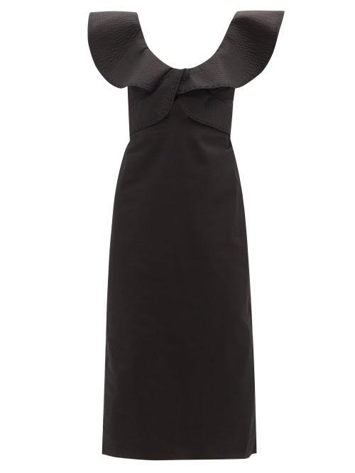 Johanna Ortiz - The Magic Of Silence Flounced Cotton-poplin Dress - Womens - Black