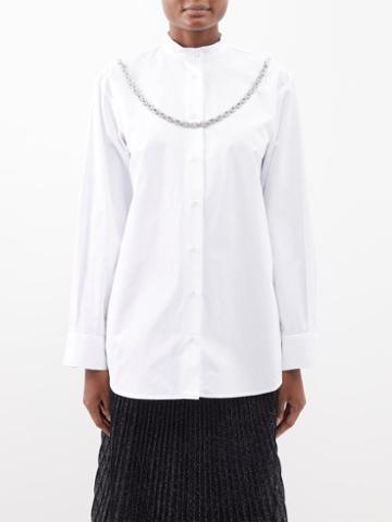 Christopher Kane - Crystal Chain-embellished Cotton Shirt - Womens - White