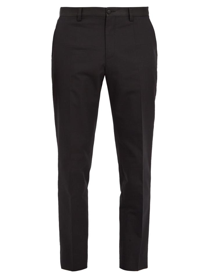 Dolce & Gabbana Slim-leg Cotton And Silk-blend Tuxedo Trousers