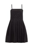 Matchesfashion.com Three Graces London - Darya Pleated Cotton Mini Dress - Womens - Black