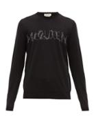 Matchesfashion.com Alexander Mcqueen - Skeleton Logo Jacquard Wool Sweater - Mens - Black