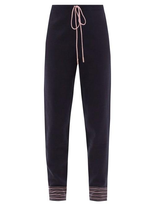 Ladies Rtw Roksanda - Ponza Striped-cuff Knitted Track Pants - Womens - Navy Pink