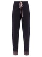 Ladies Rtw Roksanda - Ponza Striped-cuff Knitted Track Pants - Womens - Navy Pink