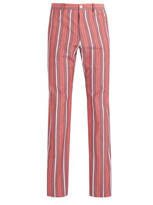 Matchesfashion.com Connolly - High Rise Cotton Trousers - Mens - Red Multi