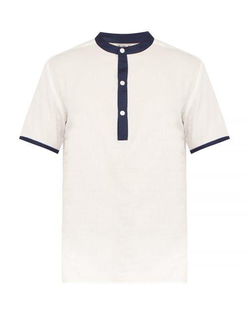 Matchesfashion.com P. Le Moult - Contrast Edge Cotton Henley T Shirt - Mens - White