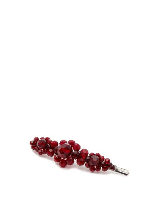 Matchesfashion.com Simone Rocha - Floral Beaded Hair Slide - Womens - Burgundy