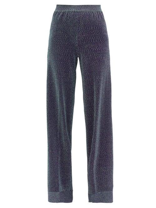 Matchesfashion.com Missoni - High-rise Lurex Wide-leg Trousers - Womens - Blue