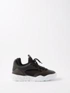 Alexander Mcqueen - Oversized Runner Cutout Leather Trainers - Mens - Black White