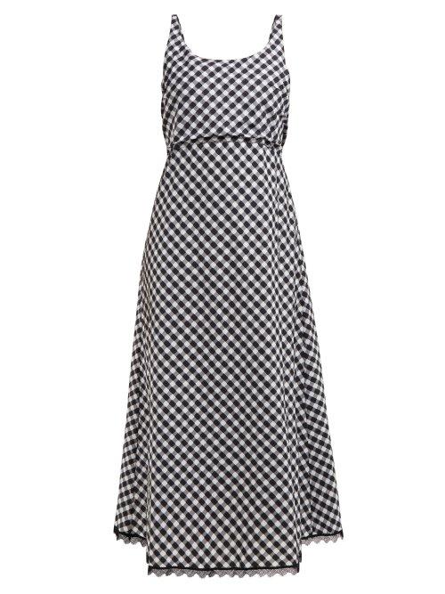 Matchesfashion.com Thierry Colson - Vichy Tessa Sleeveless Open Back Midi Dress - Womens - Black Multi