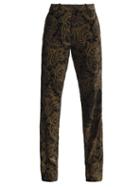 Matchesfashion.com Etro - Paisley-brocade Flared Velvet Trousers - Womens - Black Gold