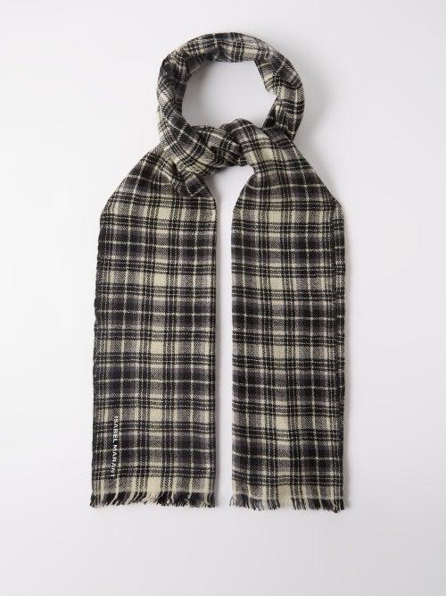 Isabel Marant - Dash Checked Wool-blend Scarf - Womens - Black White