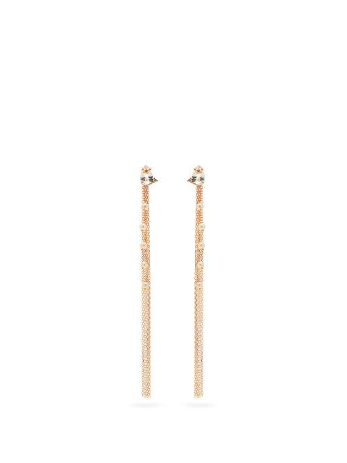 Matchesfashion.com Mizuki - Diamond, Topaz & 14kt Gold Fringe Earrings - Womens - Pearl