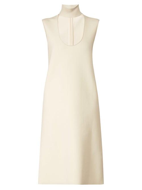Matchesfashion.com Bottega Veneta - Scoop Neck Crepe Midi Dress - Womens - Ivory