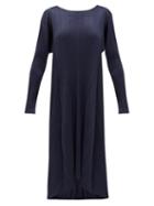 Matchesfashion.com Pleats Please Issey Miyake - Drawstring-waist Pliss Midi Dress - Womens - Navy