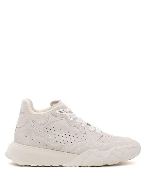 Alexander Mcqueen - Court Perforated Suede Trainers - Mens - Grey