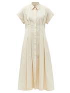 Matchesfashion.com Three Graces London - Ottilie Pleated-waist Cotton Sun Dress - Womens - Ivory