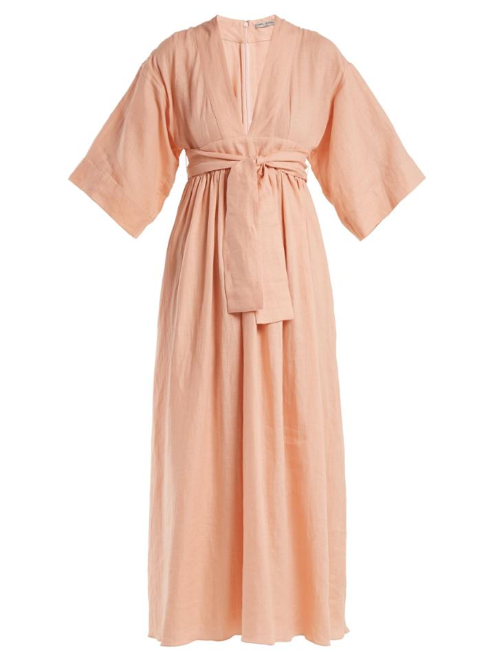 Three Graces London Ferrers Tie-waist Linen Dress