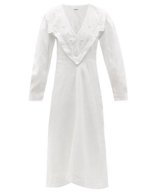Isabel Marant Toile - Erna Broderie-anglaise Linen Midi Dress - Womens - White