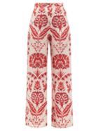 Etro - Ikat Silk Wide-leg Trousers - Womens - Red Print