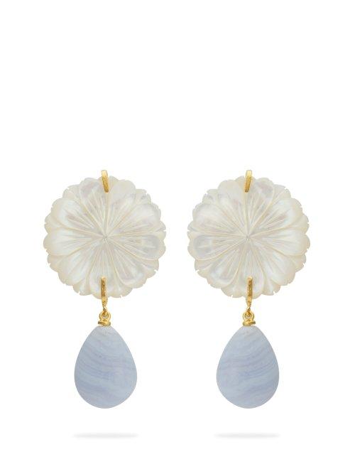 Matchesfashion.com Lizzie Fortunato - Wild Maquis Gold Plated & Pearl Drop Earrings - Womens - White