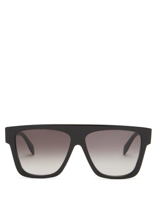 Matchesfashion.com Alexander Mcqueen - Oversized D-frame Acetate Sunglasses - Womens - Black