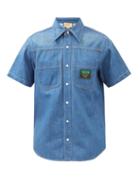 Mens Rtw Gucci - Logo-patch Denim Shirt - Mens - Blue