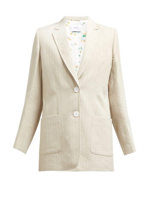 Matchesfashion.com Racil - Alfie Striped Linen Blazer - Womens - Beige