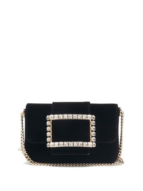 Matchesfashion.com Roger Vivier - Trs Vivier Crystal-buckle Velvet Bag - Womens - Black